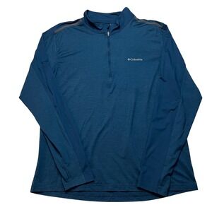 Columbia Pullover Mens XL Blue 1/4 Zip Performance Long Sleeve Hiking Top Sport
